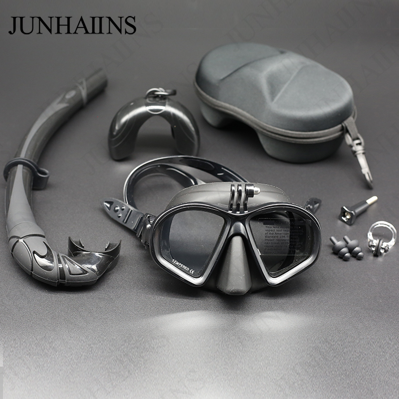 Freediving Mask Set - Masker Selam Volume Rendah Kaca Tempered,