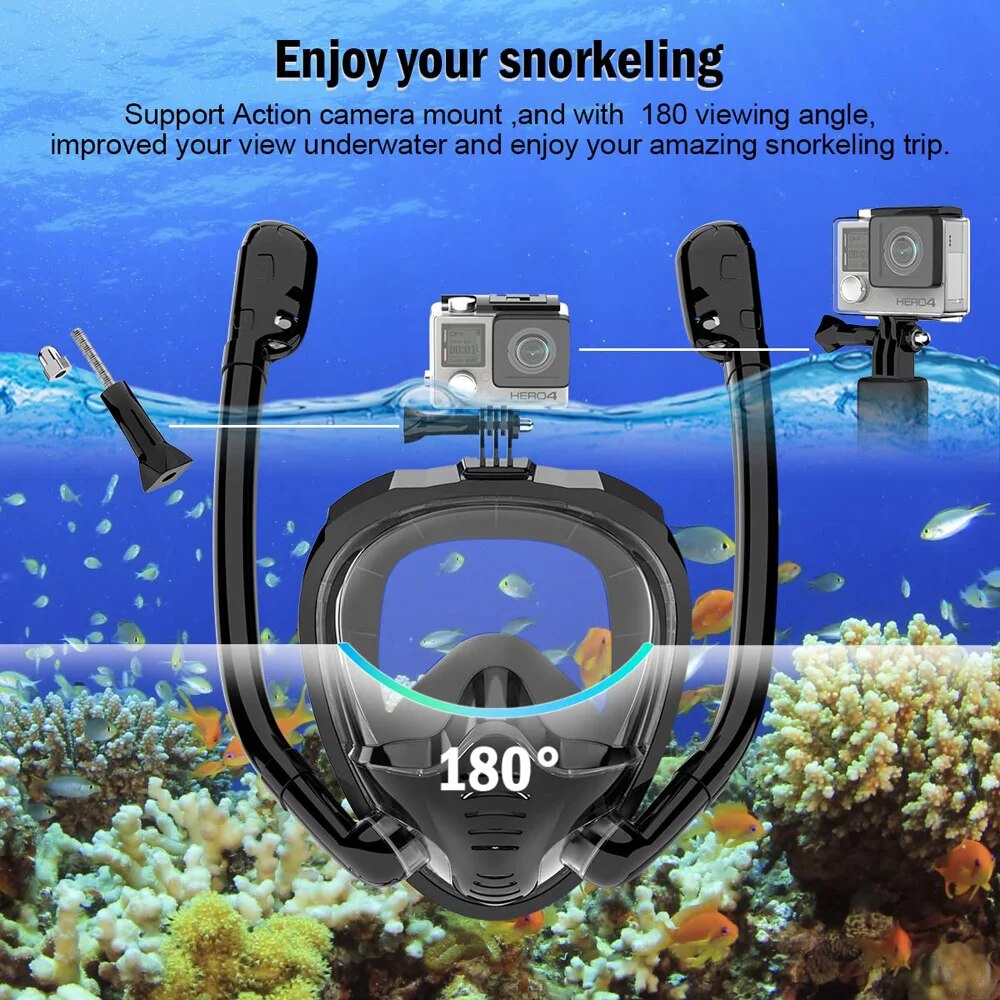 Masker Snorkel wajah penuh, 18 - Freediving Mask Set ulasan dan harga
