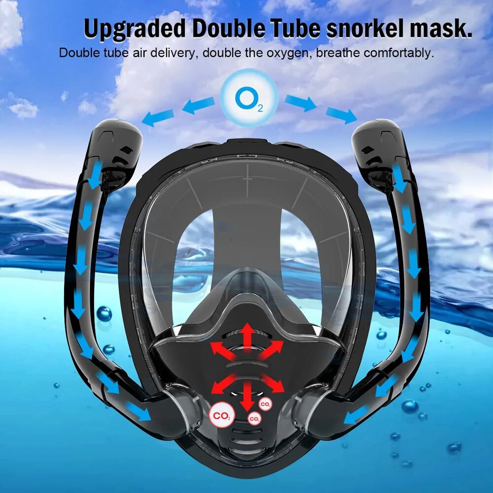 Masker Snorkel wajah penuh, 18 - Freediving Mask Set ulasan dan harga