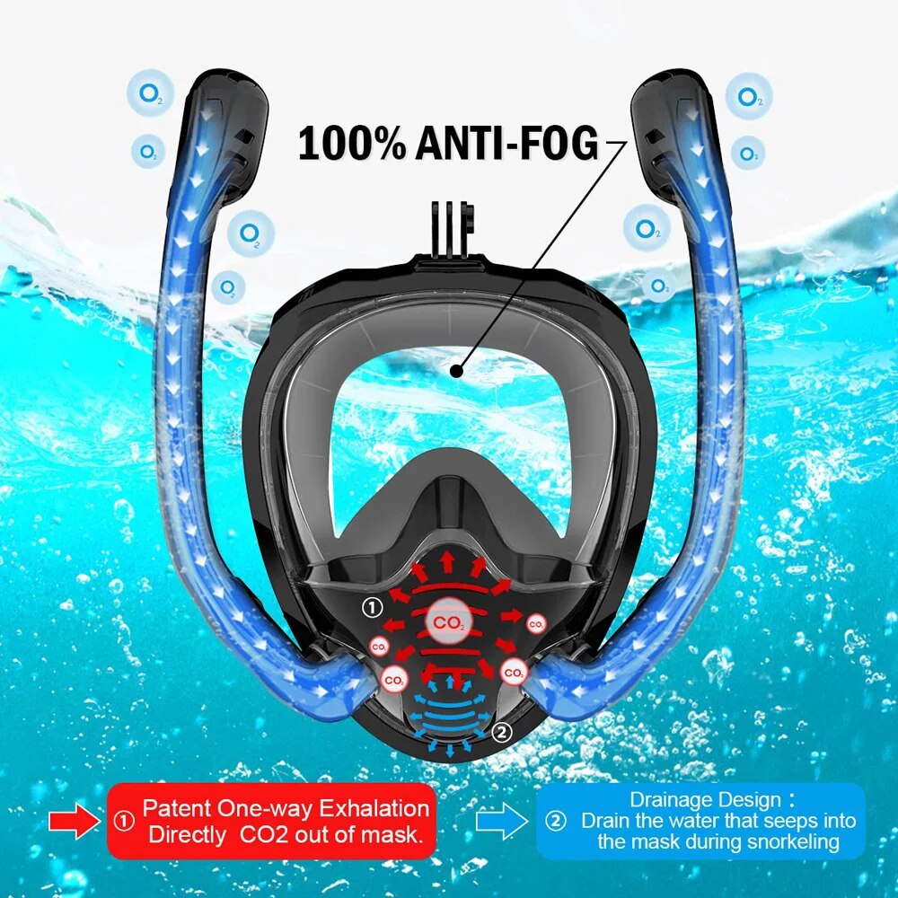 Masker Snorkel wajah penuh, 18 - Freediving Mask Set ulasan dan harga